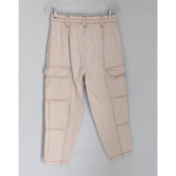 PacSun‎ Elastic Waist Cargo White Cream Cotton Pants Womens Medium (28x27) EUC - Picture 5 of 13